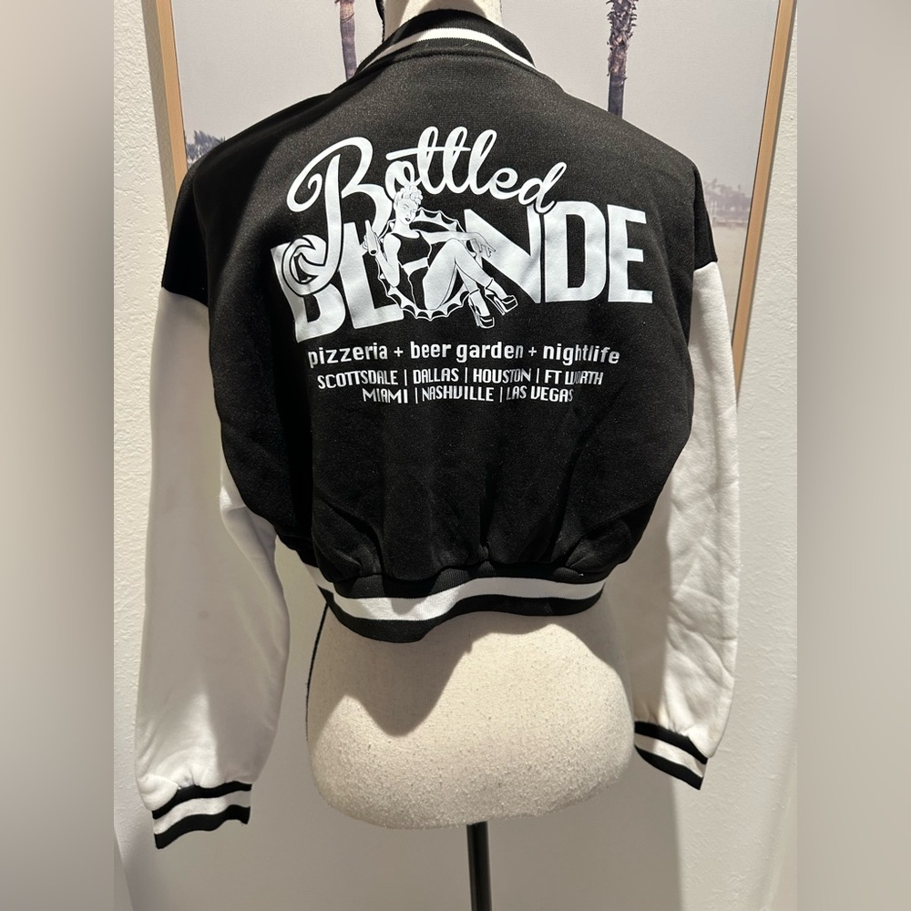 Bottled Blonde Black White Varsity Jacket Size S Streetwear